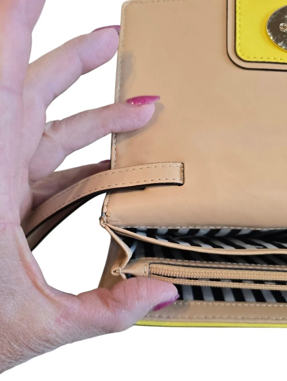 Kate Spade Hampton Road Yellow Leather Turn Lock Wristlet Clutch Wallet